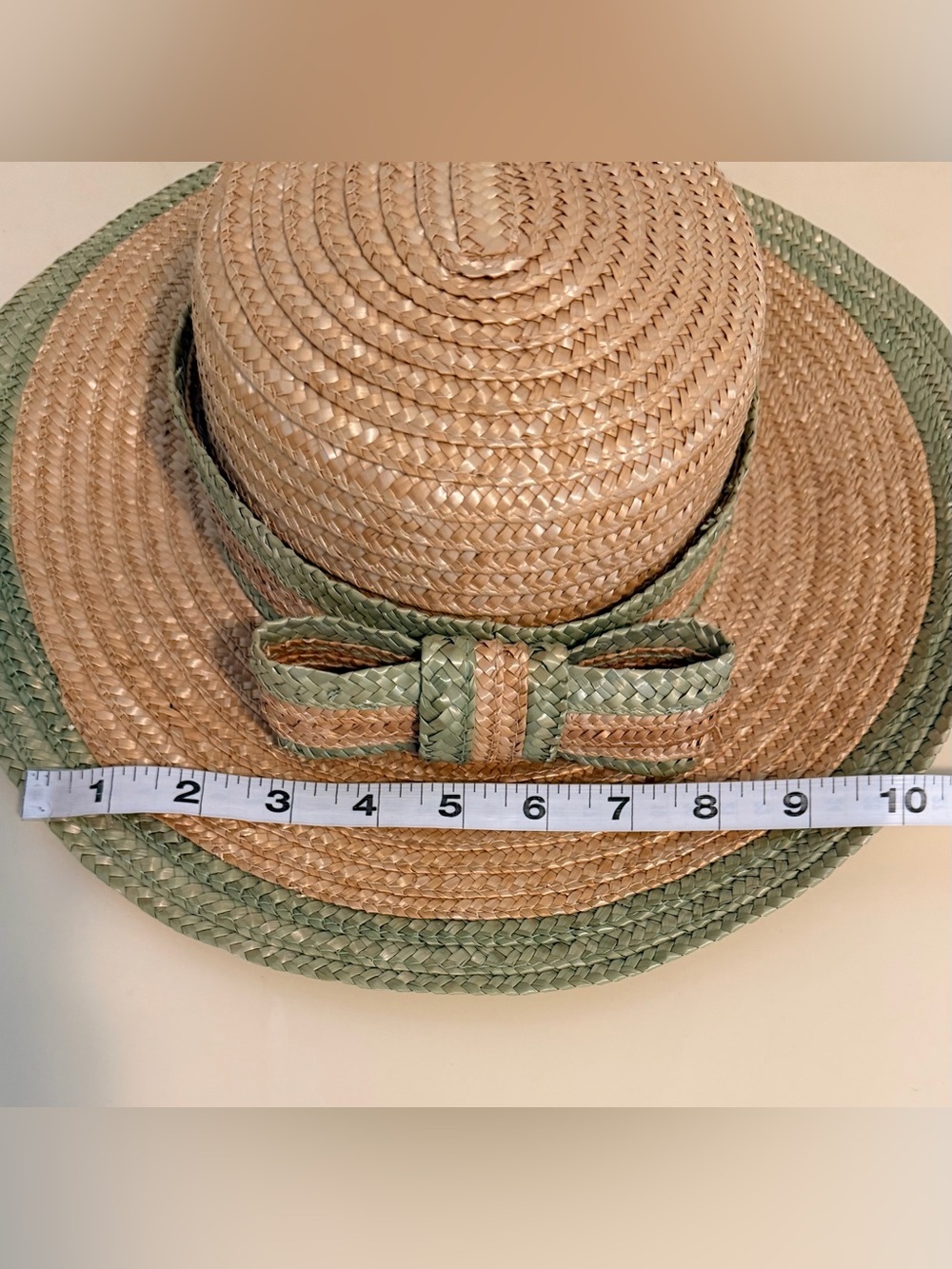 Vintage Two-Tone Woven Straw Boater Hat - Picture 6 of 7